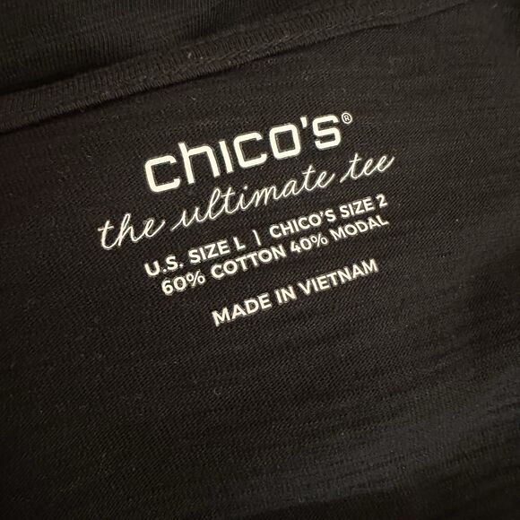 Chicos Womens Cardigan Set The Ultimate Tee Open Front Knit Pockets Black 2 L - Picture 8 of 8